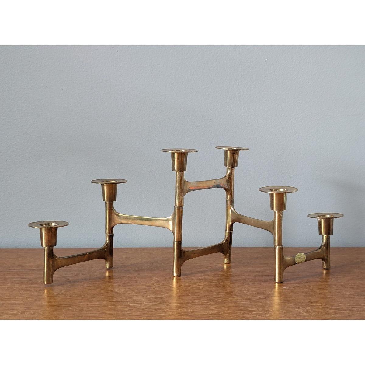 Vintage Mid-Century Modern Brass Candle Holder – Folding Articulated Design — additional view 3