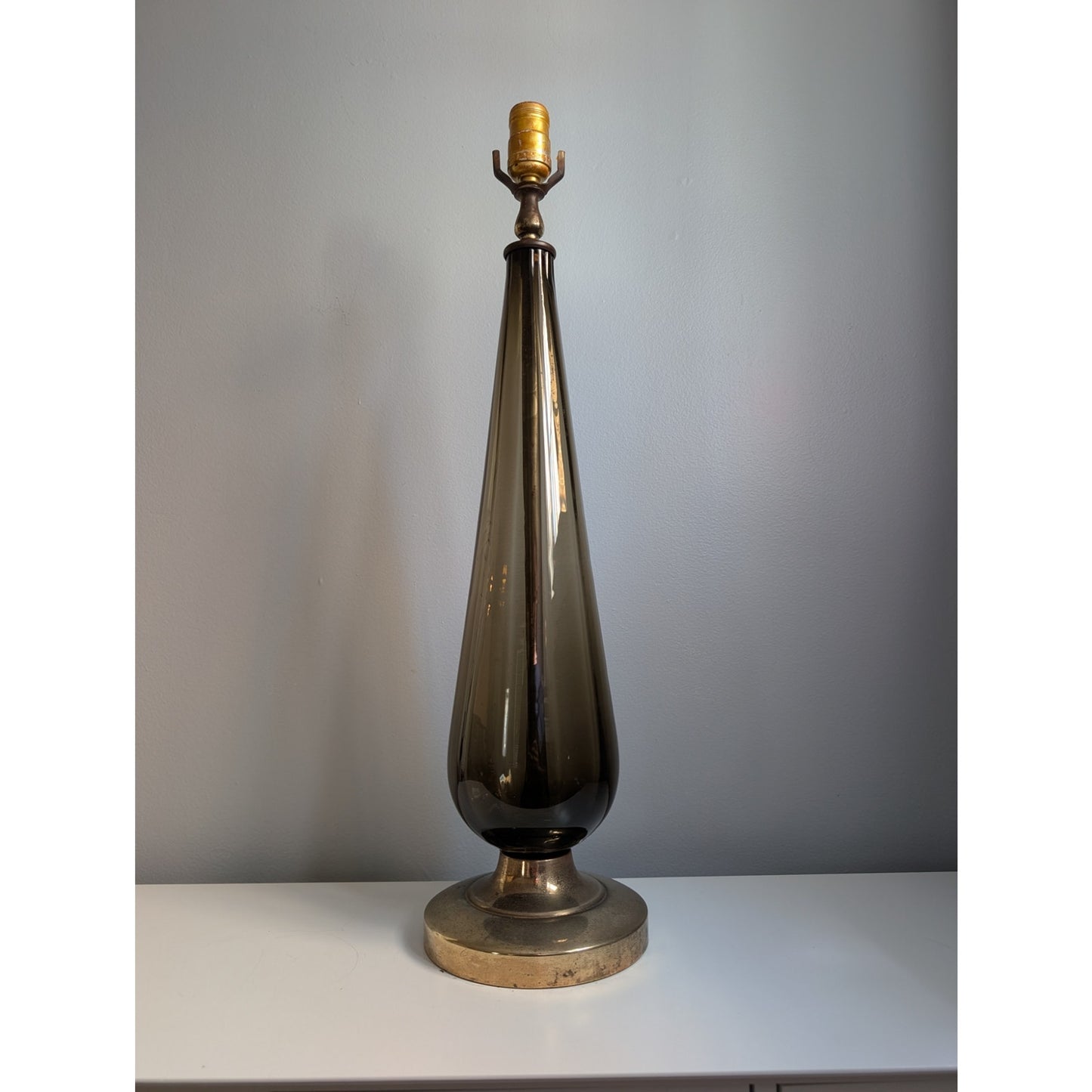 Vintage Mid-Century Modern Empoli Smoked Glass Table Lamp