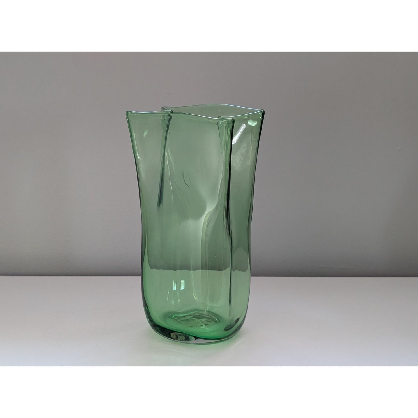 Vintage Blenko “Paper Bag” Vase in Green, Mid-Century Modern