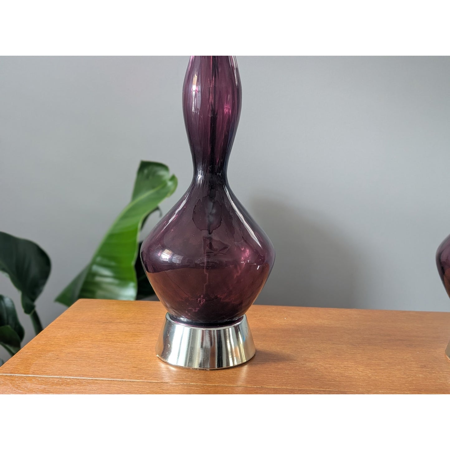 Rare Pair of Vintage Empoli Amethyst Purple Art Glass Lamps – Mid-Century Modern Italian Design
