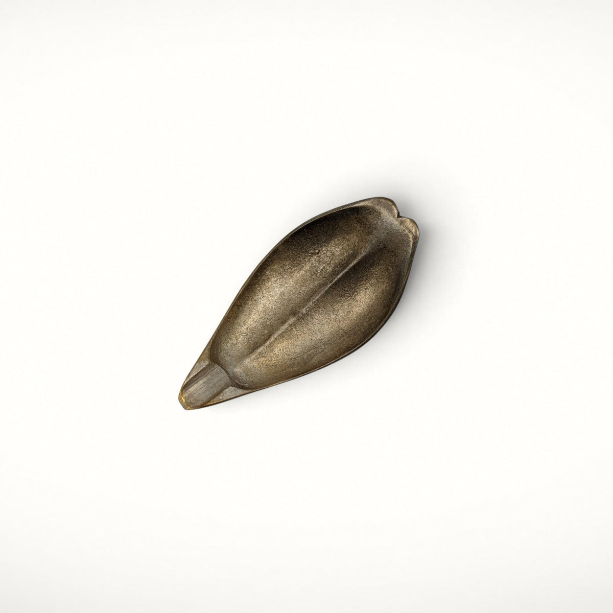 S. Agudo pewter ashtray, single, low angle view