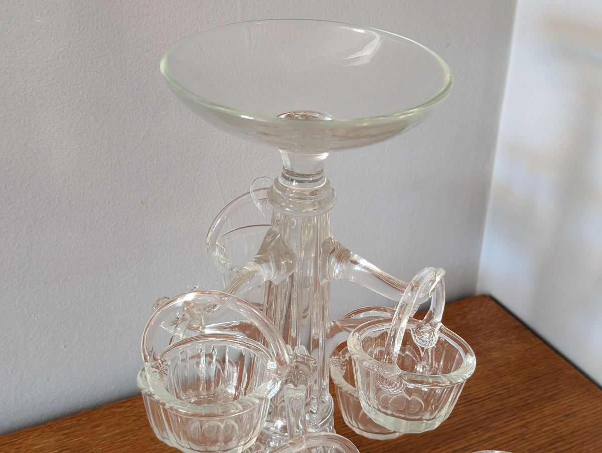 "Archimede Seguso style vintage Murano molded glass sweetmeat tree, Italian mid-century art glass compote"