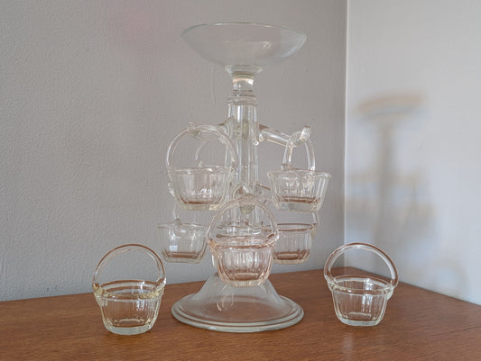 "Archimede Seguso style vintage Murano molded glass sweetmeat tree, Italian mid-century art glass compote"