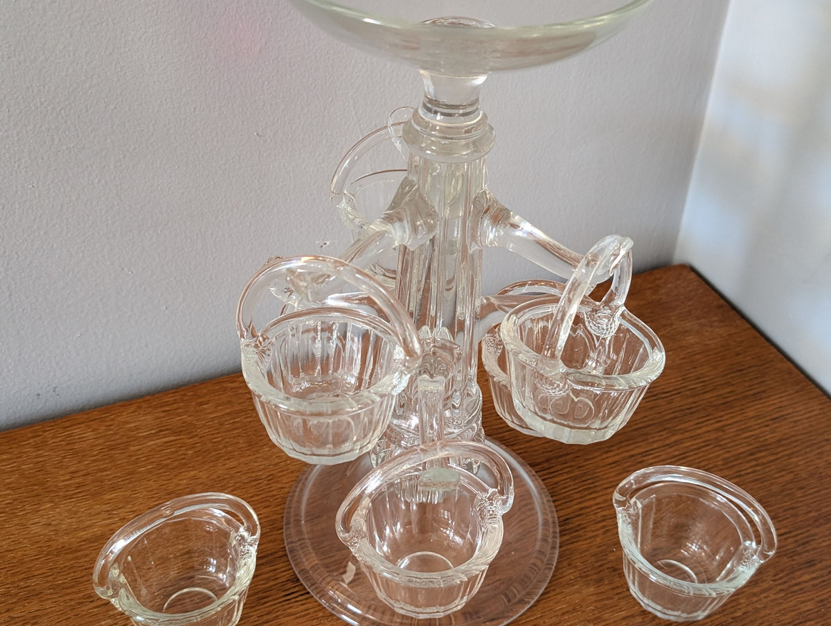 "Archimede Seguso style vintage Murano molded glass sweetmeat tree, Italian mid-century art glass compote"