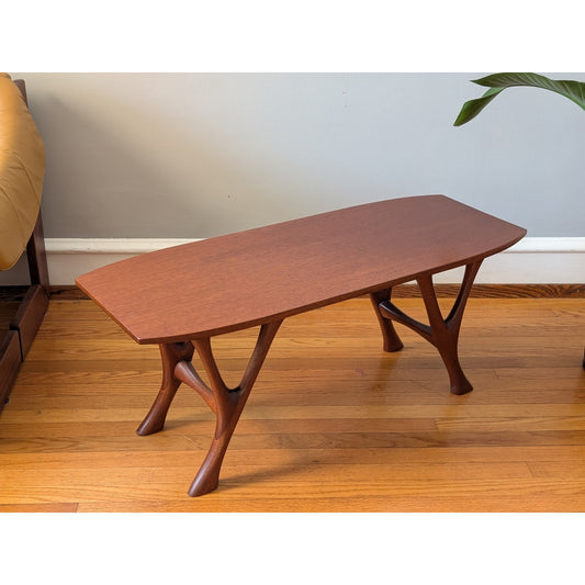 Vintage 1960s Mid-Century Modern Mahogany Coffee Table Organic Sculptural Design