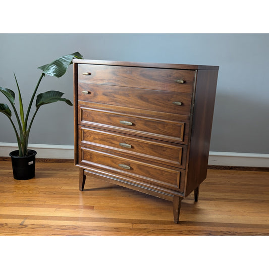 Vintage Mid-Century Modern Lenoir House Tall Walnut Dresser