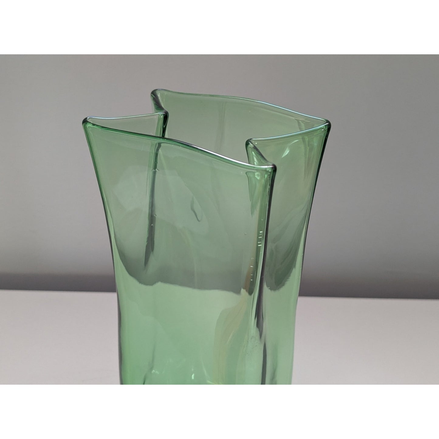 Vintage Blenko “Paper Bag” Vase in Green, Mid-Century Modern