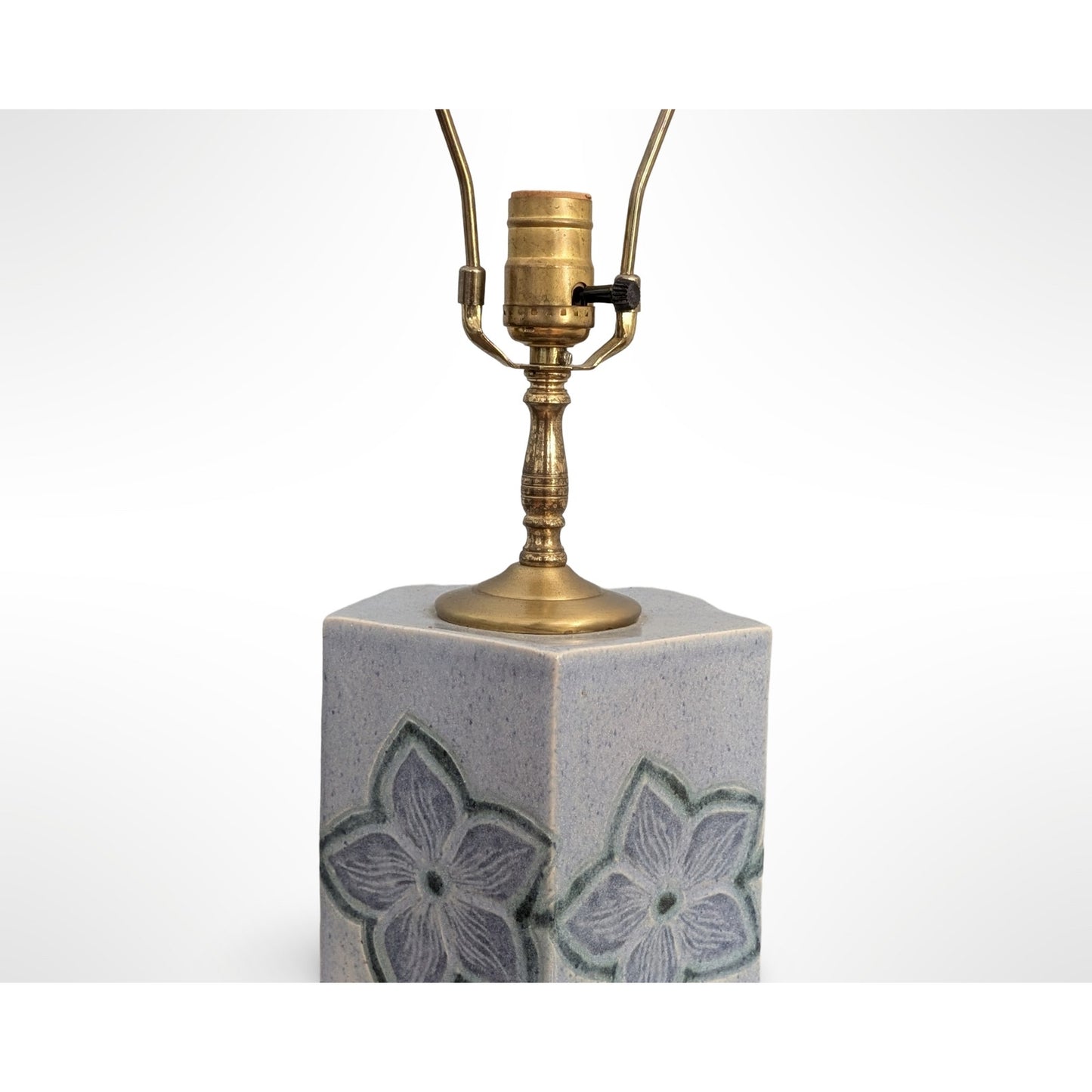 Vintage Studio Pottery Floral Ceramic Table Lamp Mid Century Modern Signed