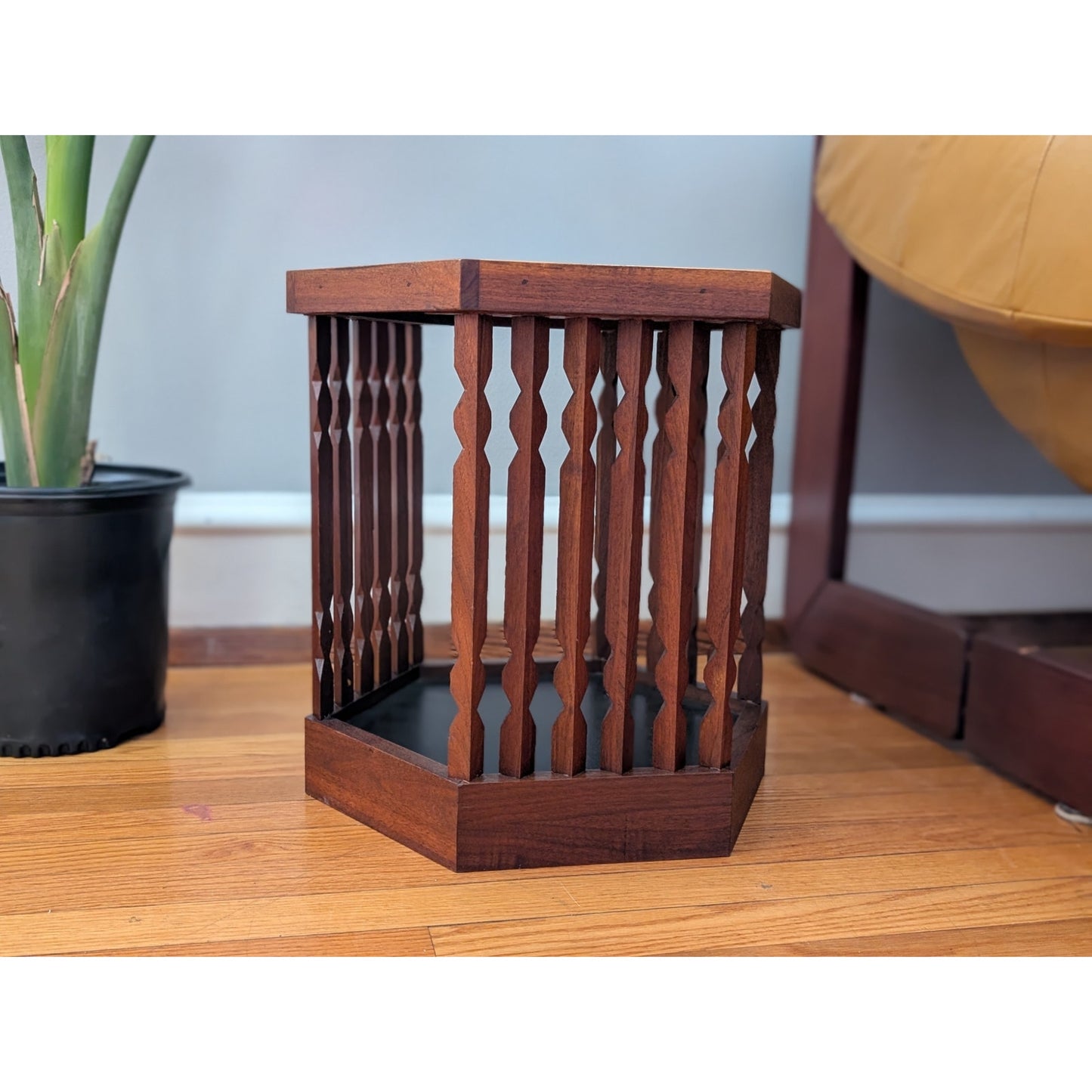 Vintage Mid-Century Modern Arthur Umanoff Walnut and Black Side Table