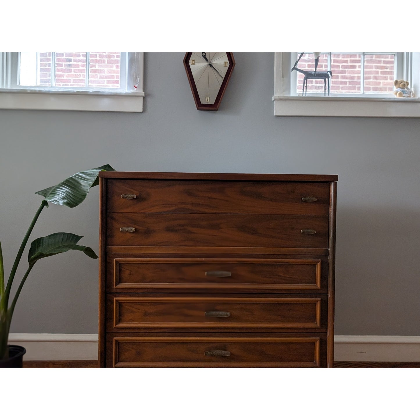 Vintage Mid-Century Modern Lenoir House Tall Walnut Dresser