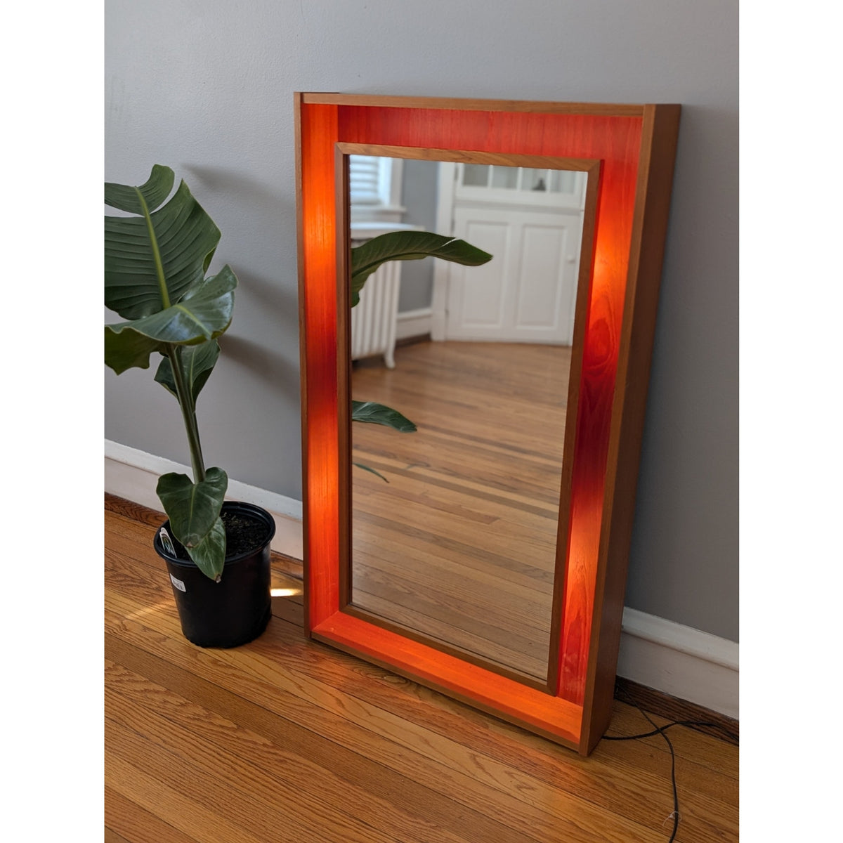 Teak Danish Modern Backlit Mirror by Pedersen & Hansen – Mid-Century Modern — additional view 4