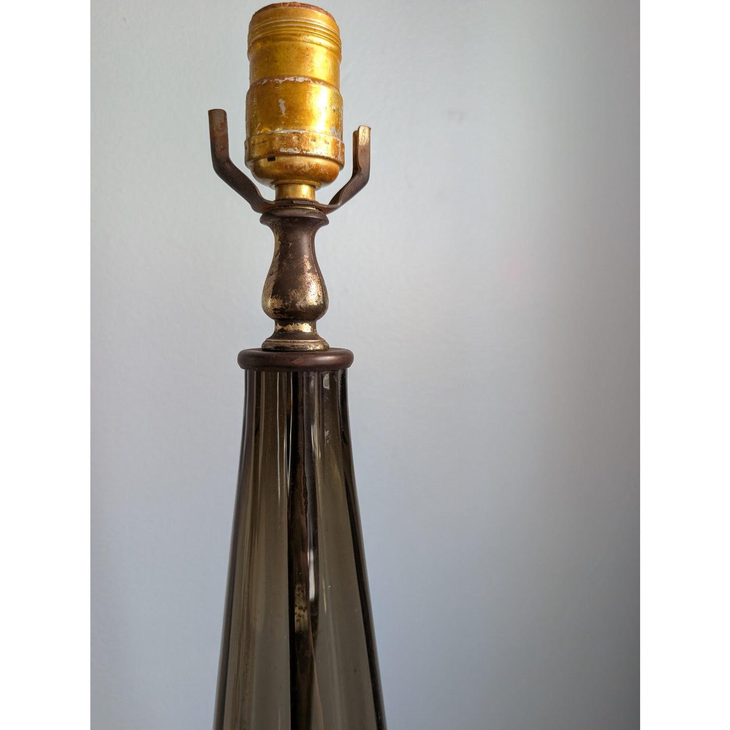 Vintage Mid-Century Modern Empoli Smoked Glass Table Lamp