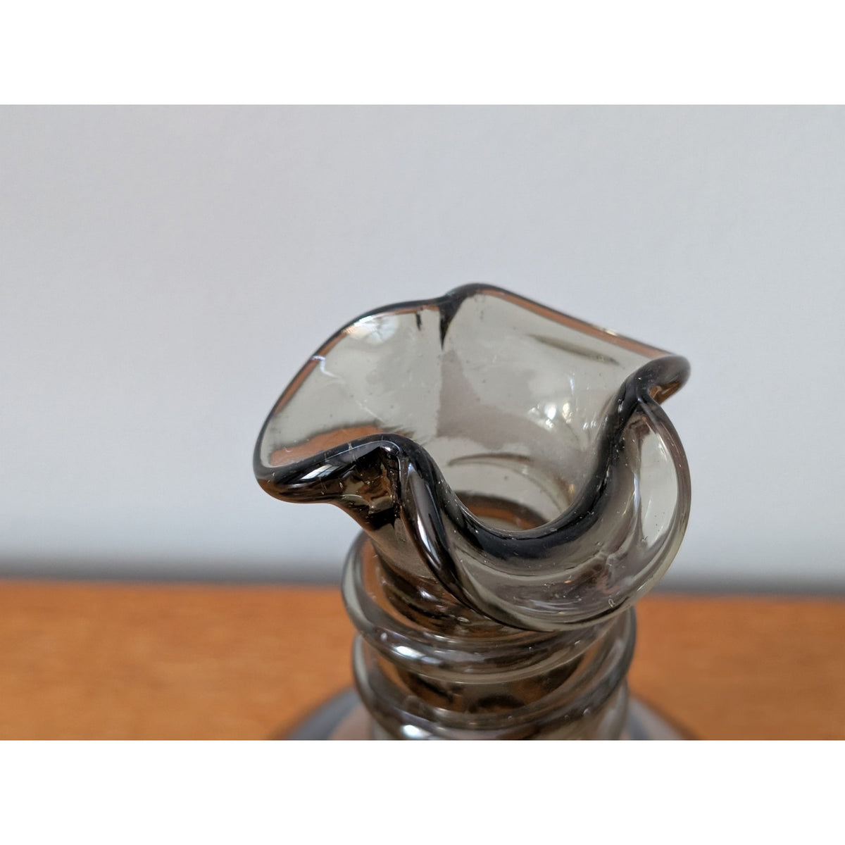 Rare Vintage Smoked Glass Genie Bottle Decanter – Swirl Neck Design — additional view 5