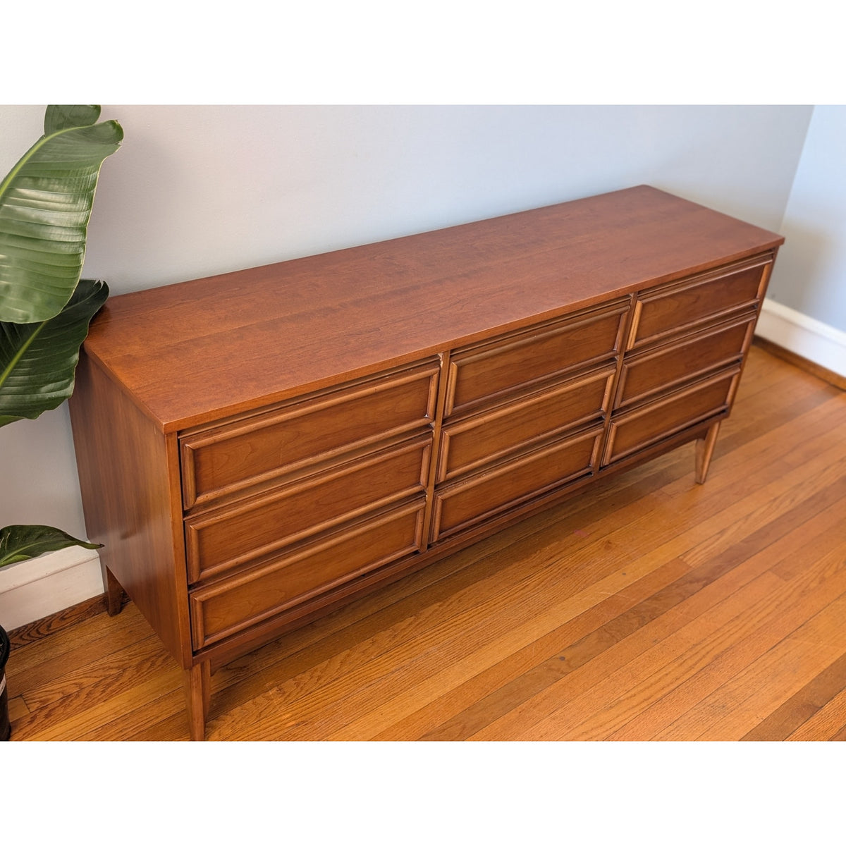 Vintage Mid Century Modern 9-Drawer Dresser – Restored Top — additional view 3