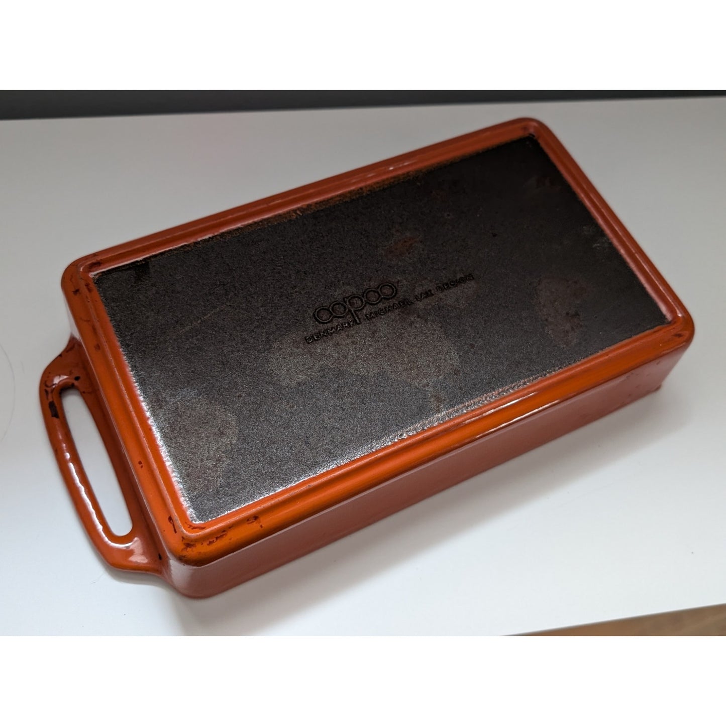 Vintage Michael Lax for Copco Orange Enamel Baking Pan, Mid-Century Modern