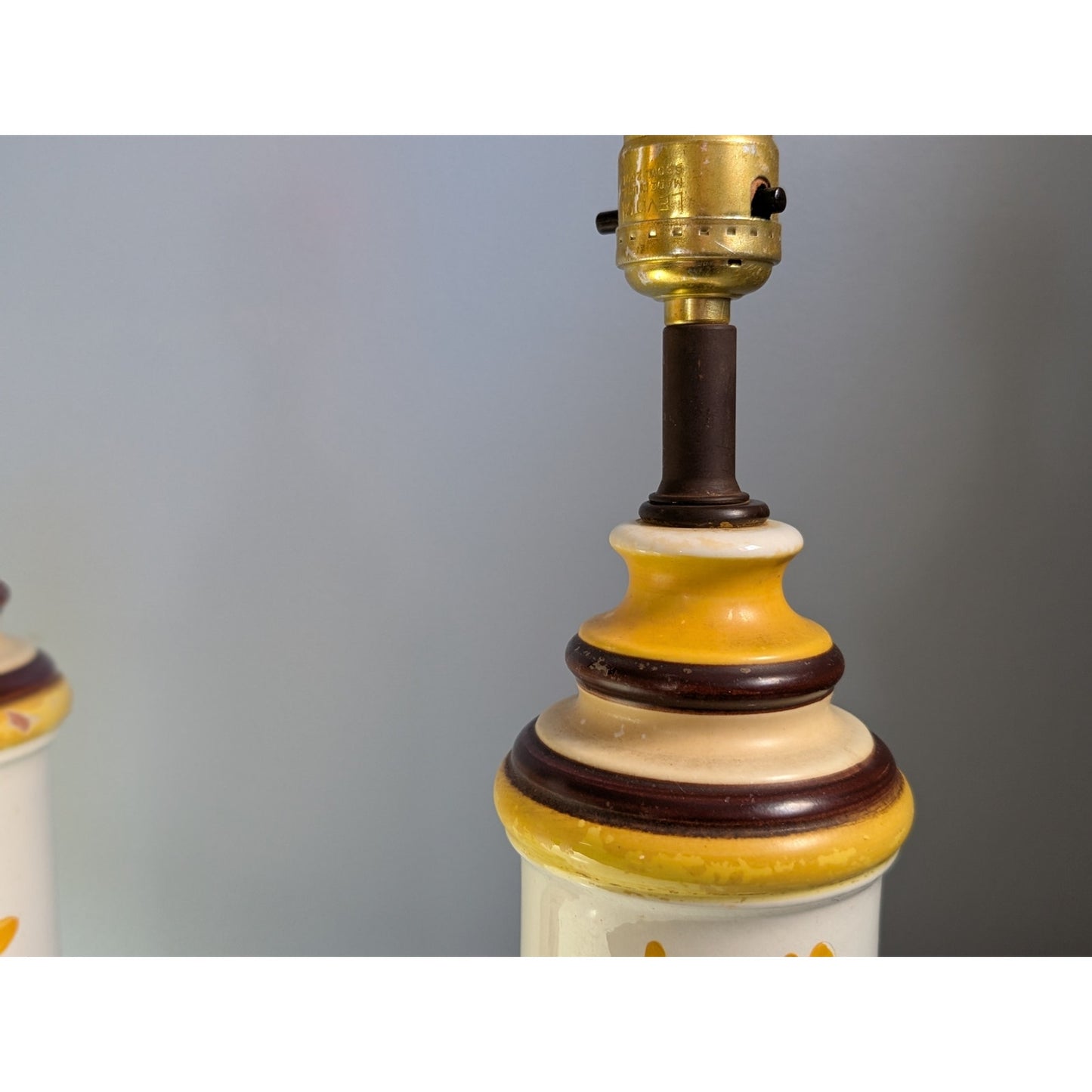 Vintage Pair of Italian Pottery Table Lamps, Mid-Century Modern