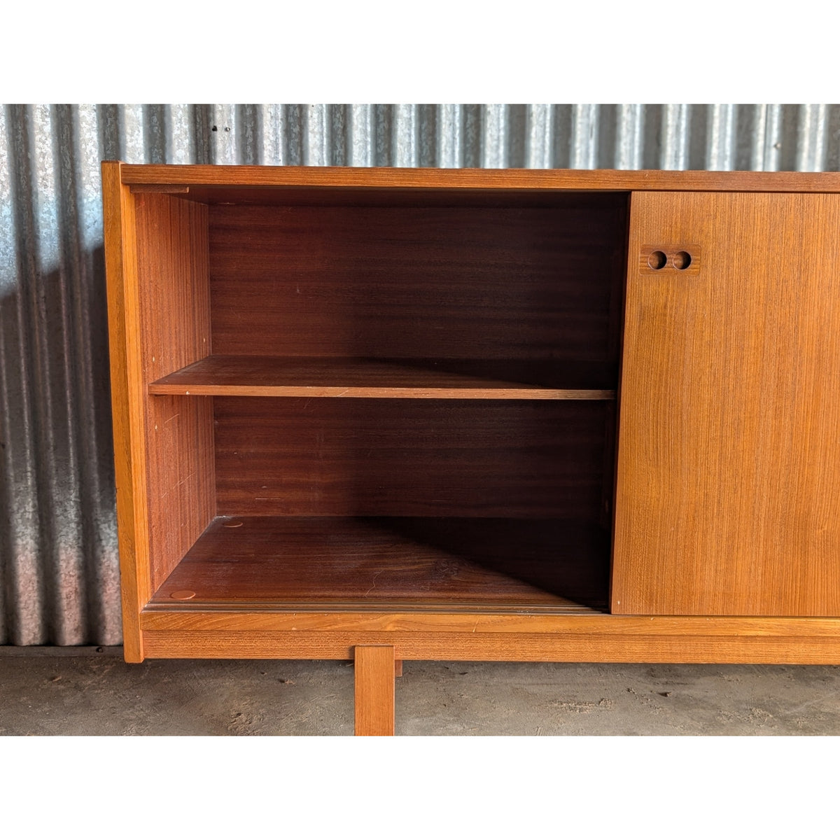 Danish Teak Mid Century Modern Credenza – Sideboard with Sliding Doors — additional view 6