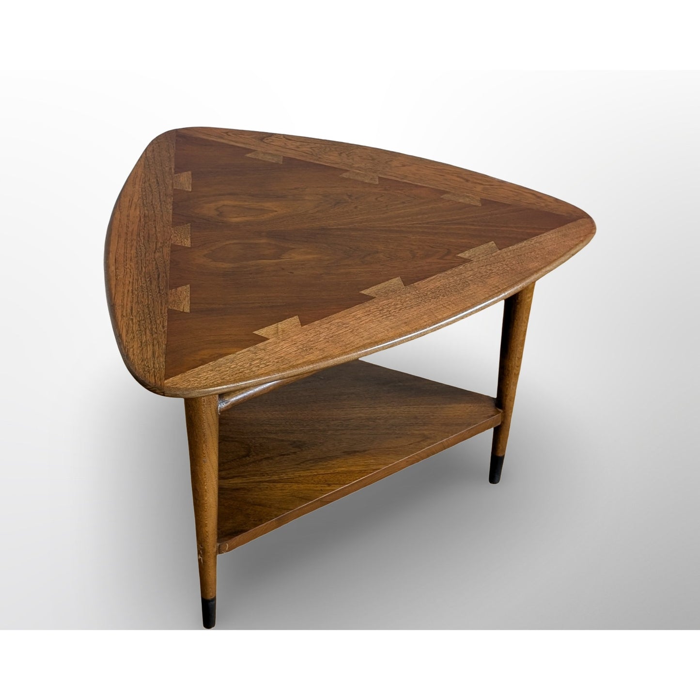 Lane Acclaim Guitar Pick Side Table Mid Century Modern Walnut Dovetail Inlay