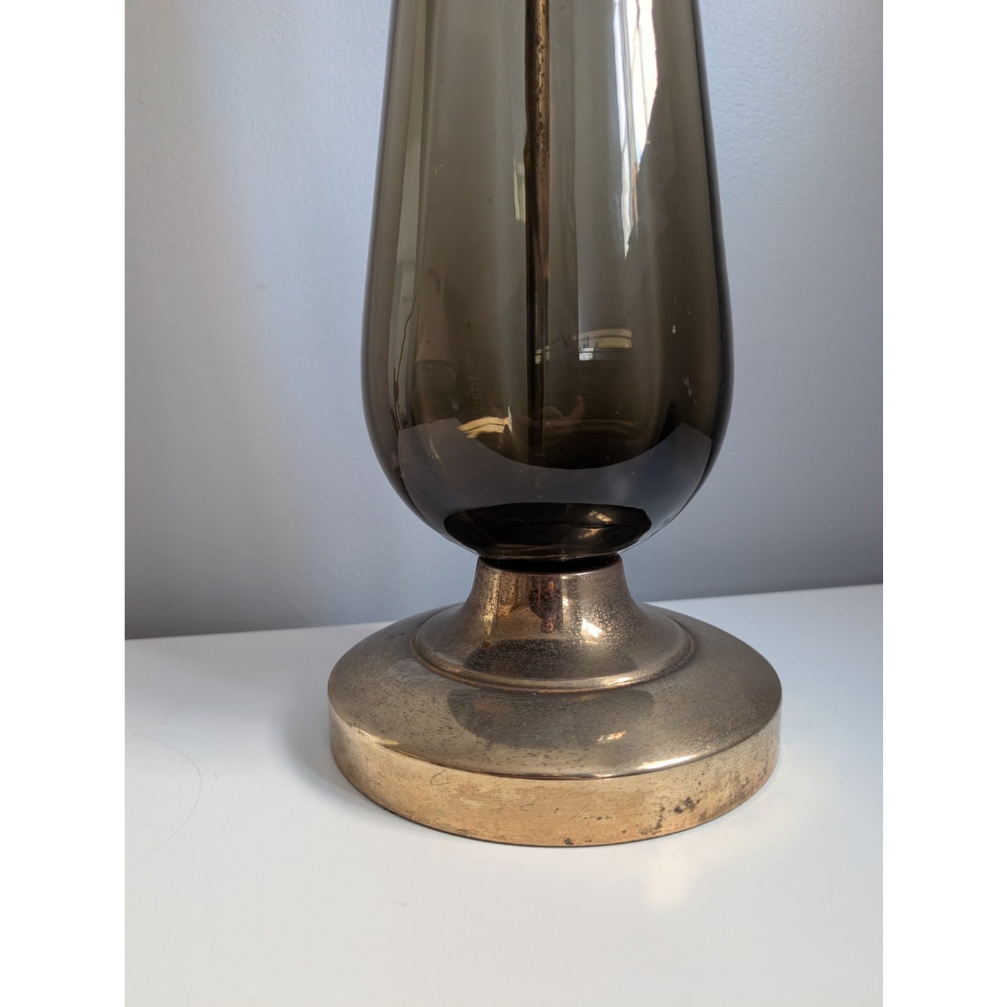 Vintage Mid-Century Modern Empoli Smoked Glass Table Lamp