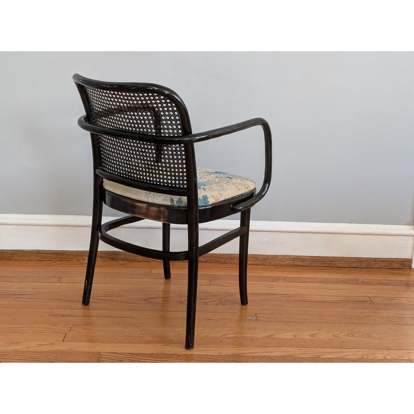 Vintage Josef Hoffmann–Style Prague Chair with Asian-Inspired Upholstery