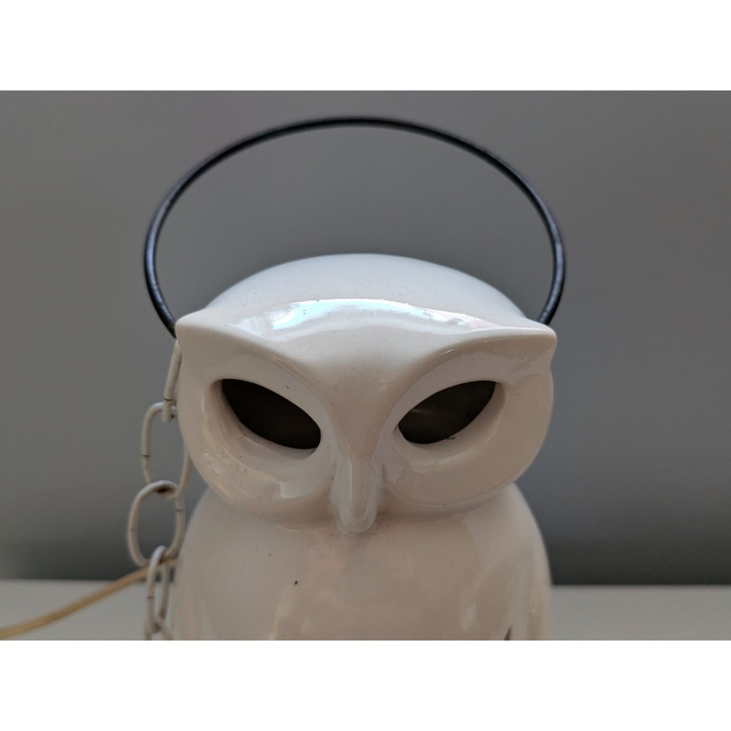 Vintage Mid-Century Modern White Owl Lantern / Lamp By McCoy
