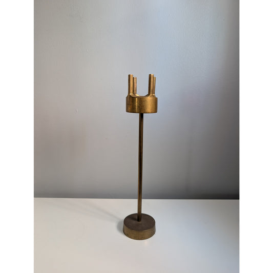 Vintage Mid-Century Modern Brass Candle Holder with Brutalist Influence