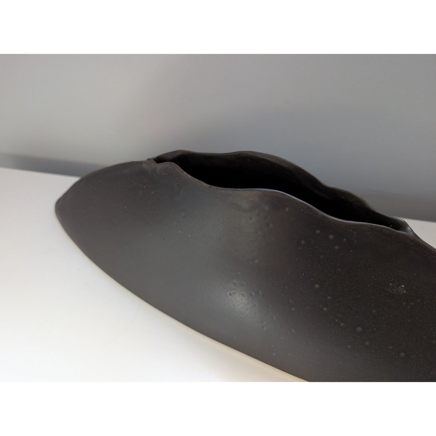 Elongated Black Studio Pottery Planter, Great For Mid Century Modern Decor