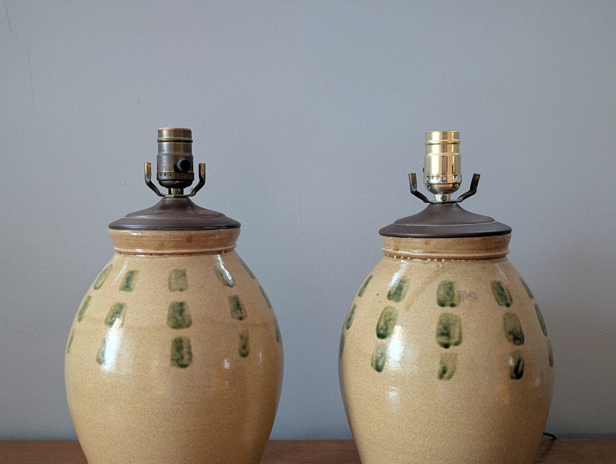 Excellent Pair of Vintage Studio Pottery Lamps – Signed with Maker's Mark — additional view 3