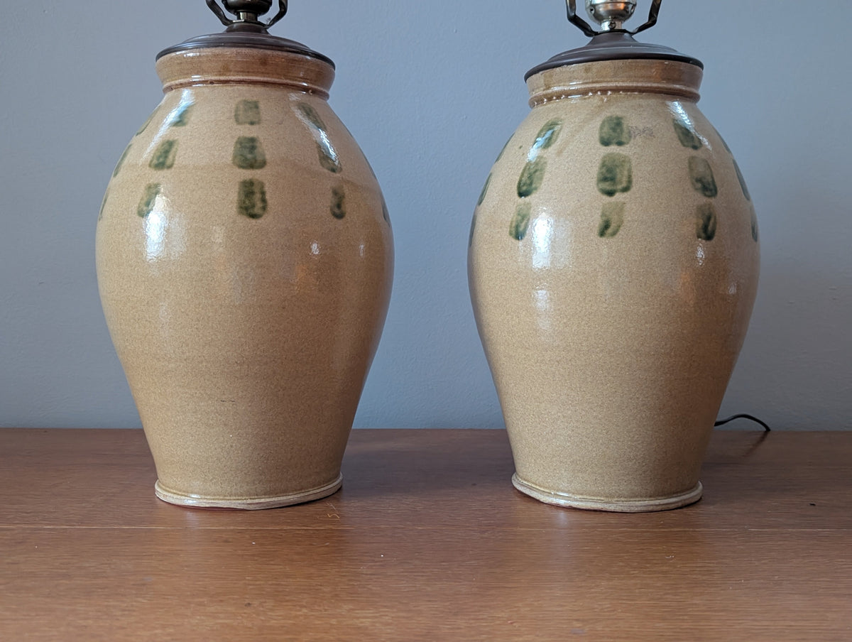 Excellent Pair of Vintage Studio Pottery Lamps – Signed with Maker's Mark — additional view 4