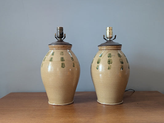 Excellent Pair of Vintage Studio Pottery Lamps – Signed with Maker's Mark