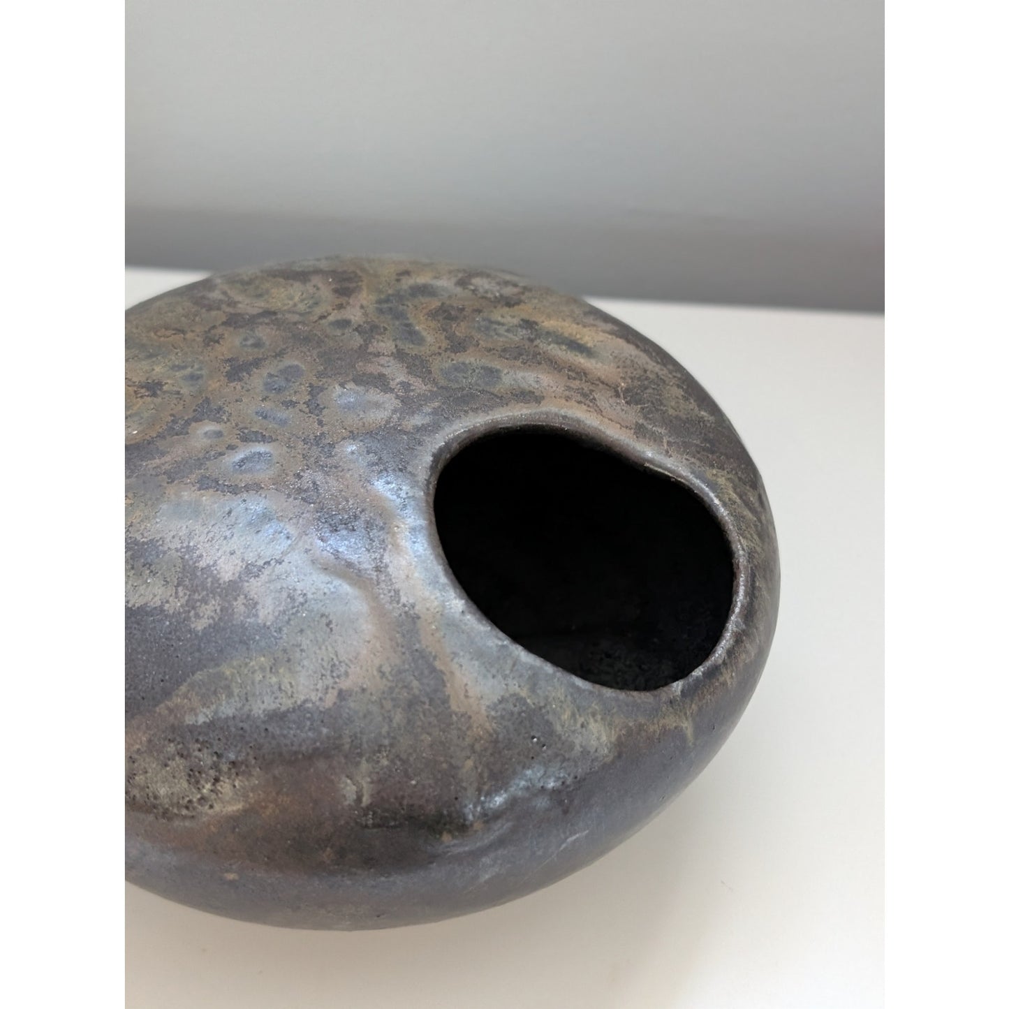 Vintage Studio Pottery Ikebana Vase in Dark Earth Tones