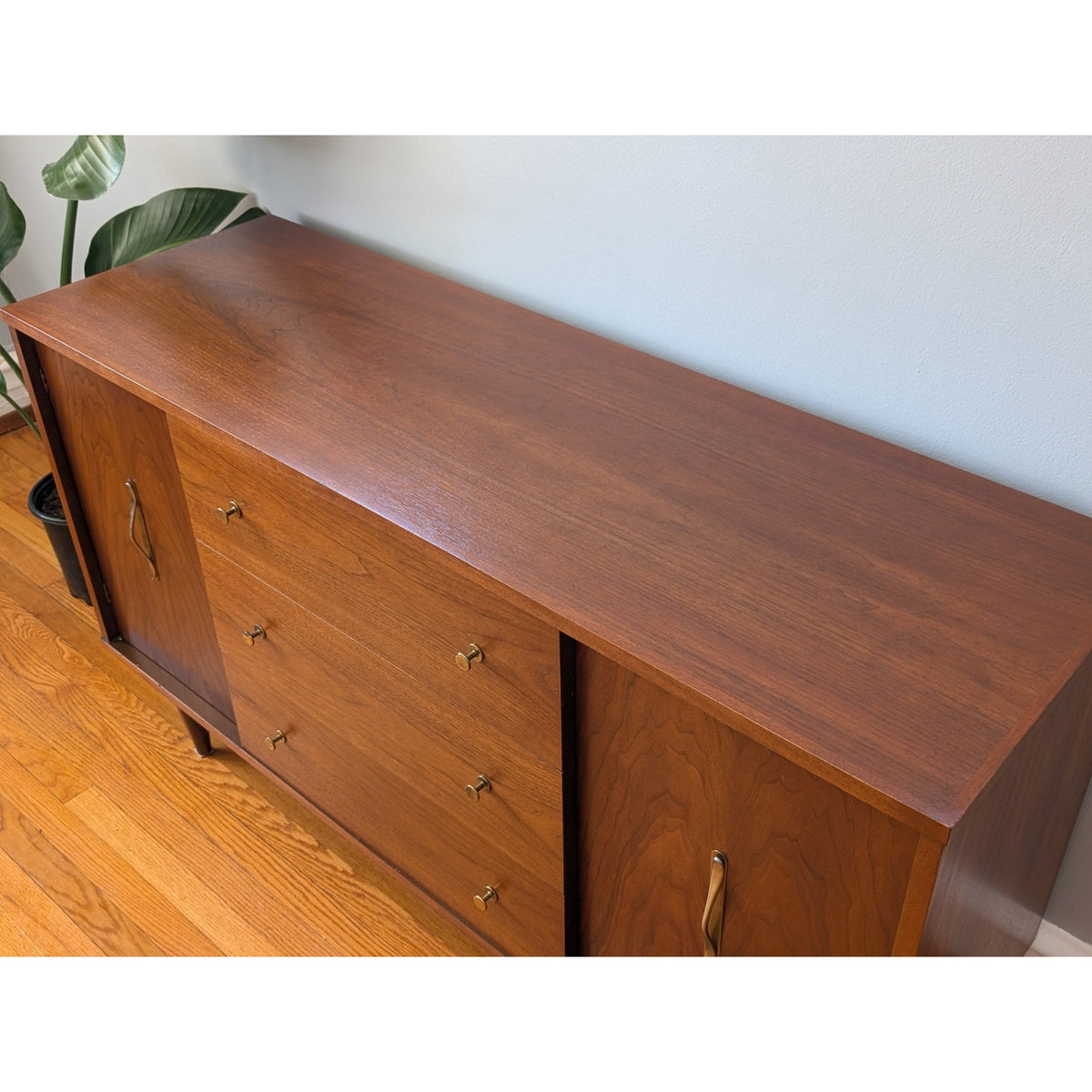 Restored Mid Century Modern Credenza by Blowing Rock Furniture – Brass Accents — additional view 6