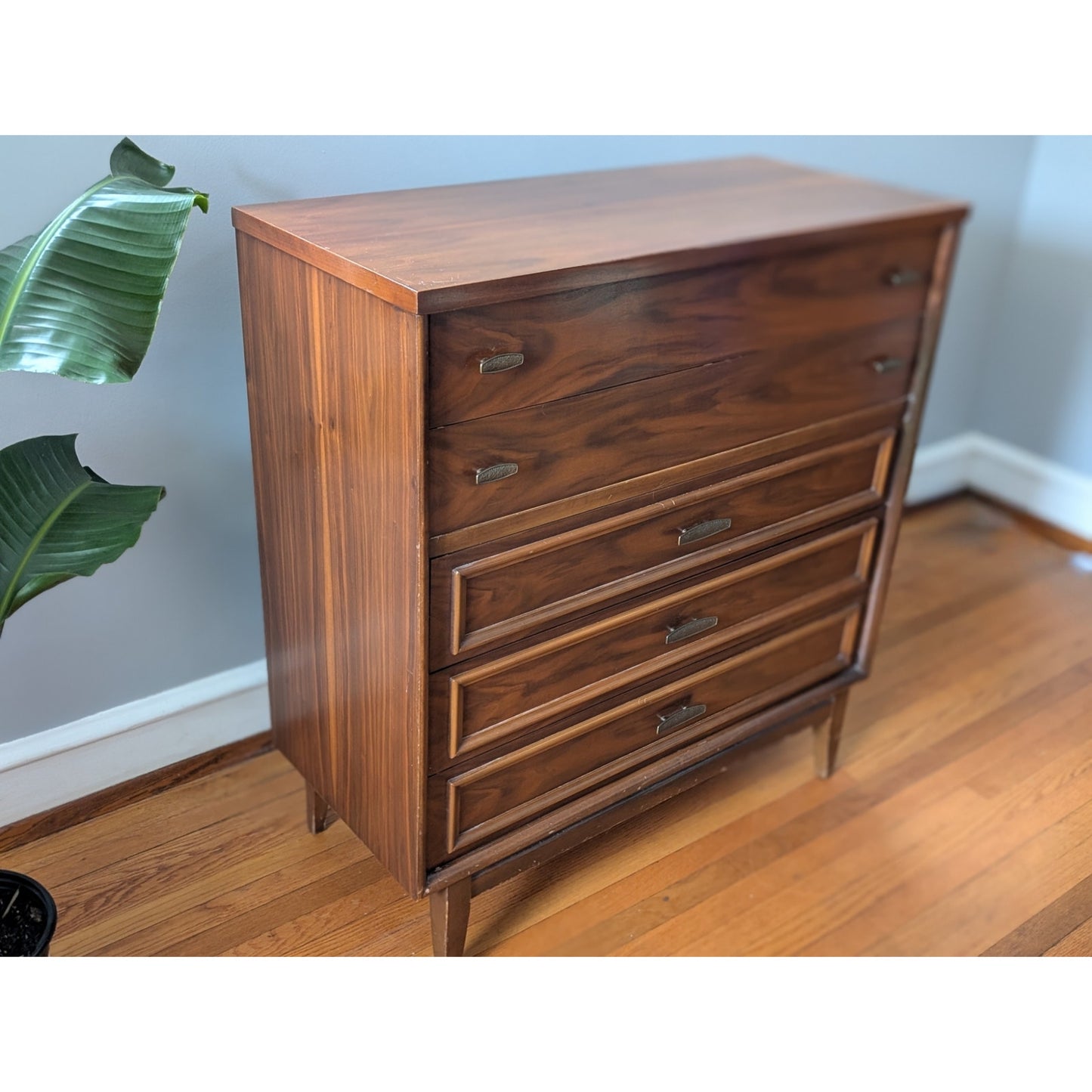 Vintage Mid-Century Modern Lenoir House Tall Walnut Dresser