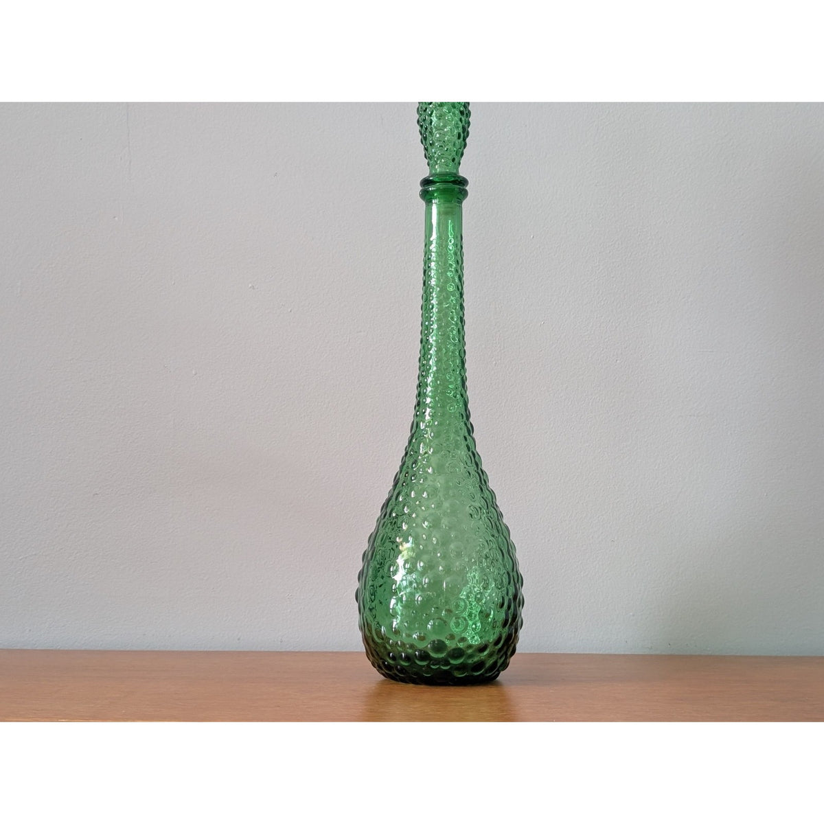 Vintage Mid-Century Modern Empoli Green Hobnail Genie Bottle Decanter – Italy — additional view 2