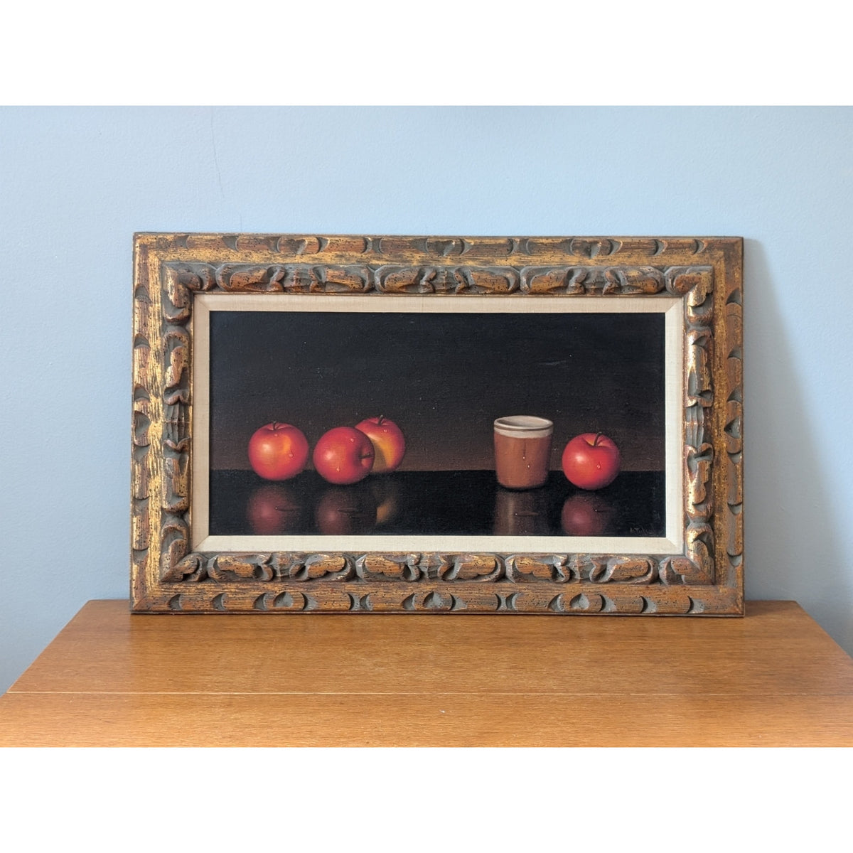 Vintage Al (Alfred) Jackson Still Life Painting – Framed, Featuring Cup & Apples