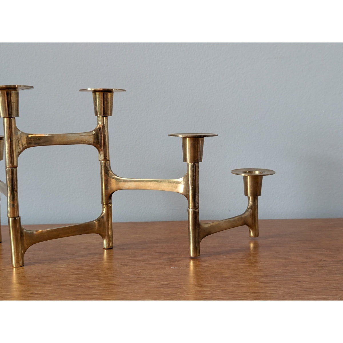 Vintage Mid-Century Modern Brass Candle Holder – Folding Articulated Design — additional view 5