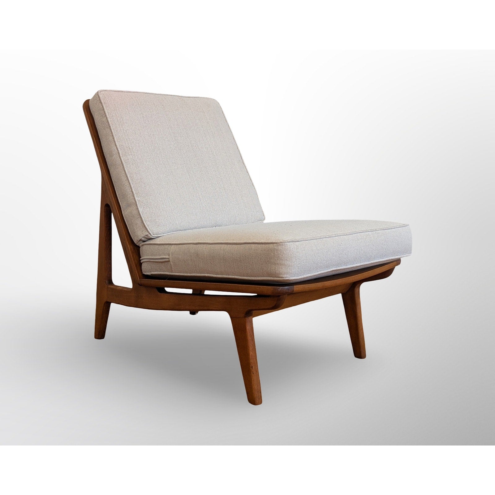 FD172 slipper chair by Hvidt and Molgaard upholstered Danish modern seating
