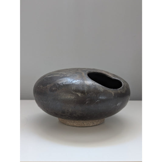 Vintage Studio Pottery Ikebana Vase in Dark Earth Tones