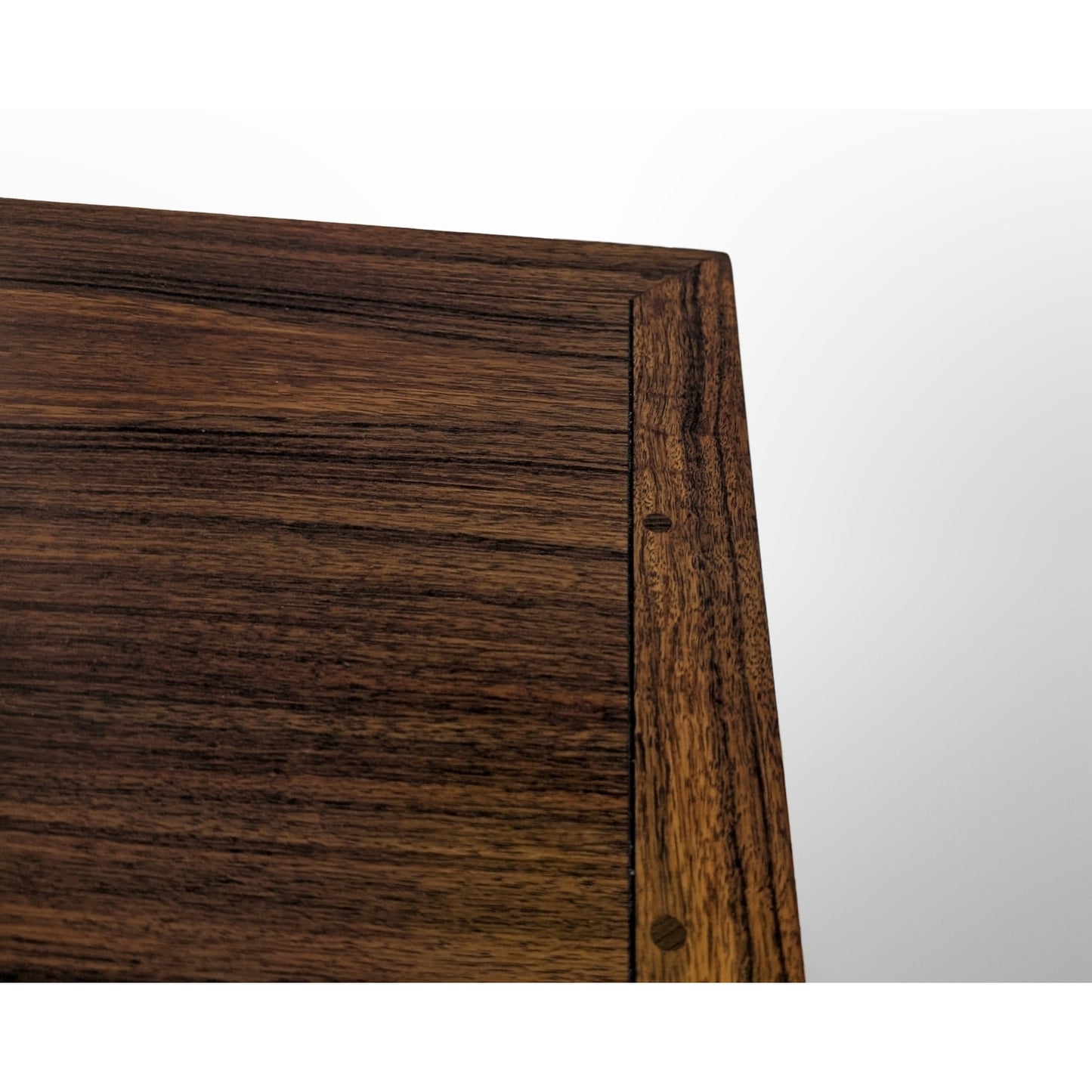 Close up detail of wood grain on George Nakashima Origins nightstand for Widdicomb