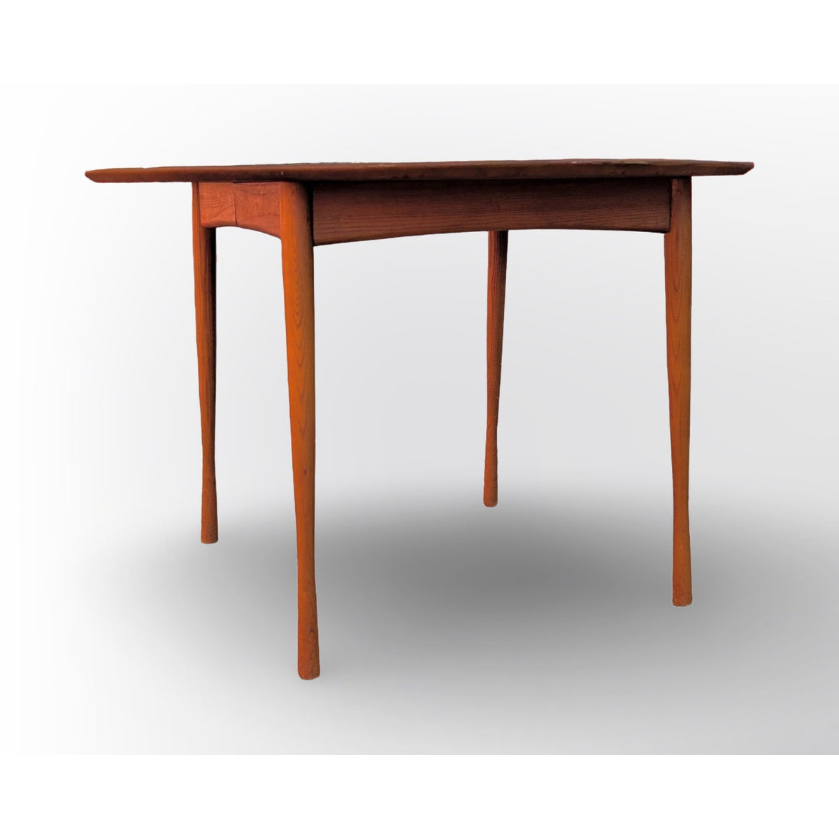 Heywood Wakefield round solid oak dining table mid century modern Danish modern style 44.5 inch