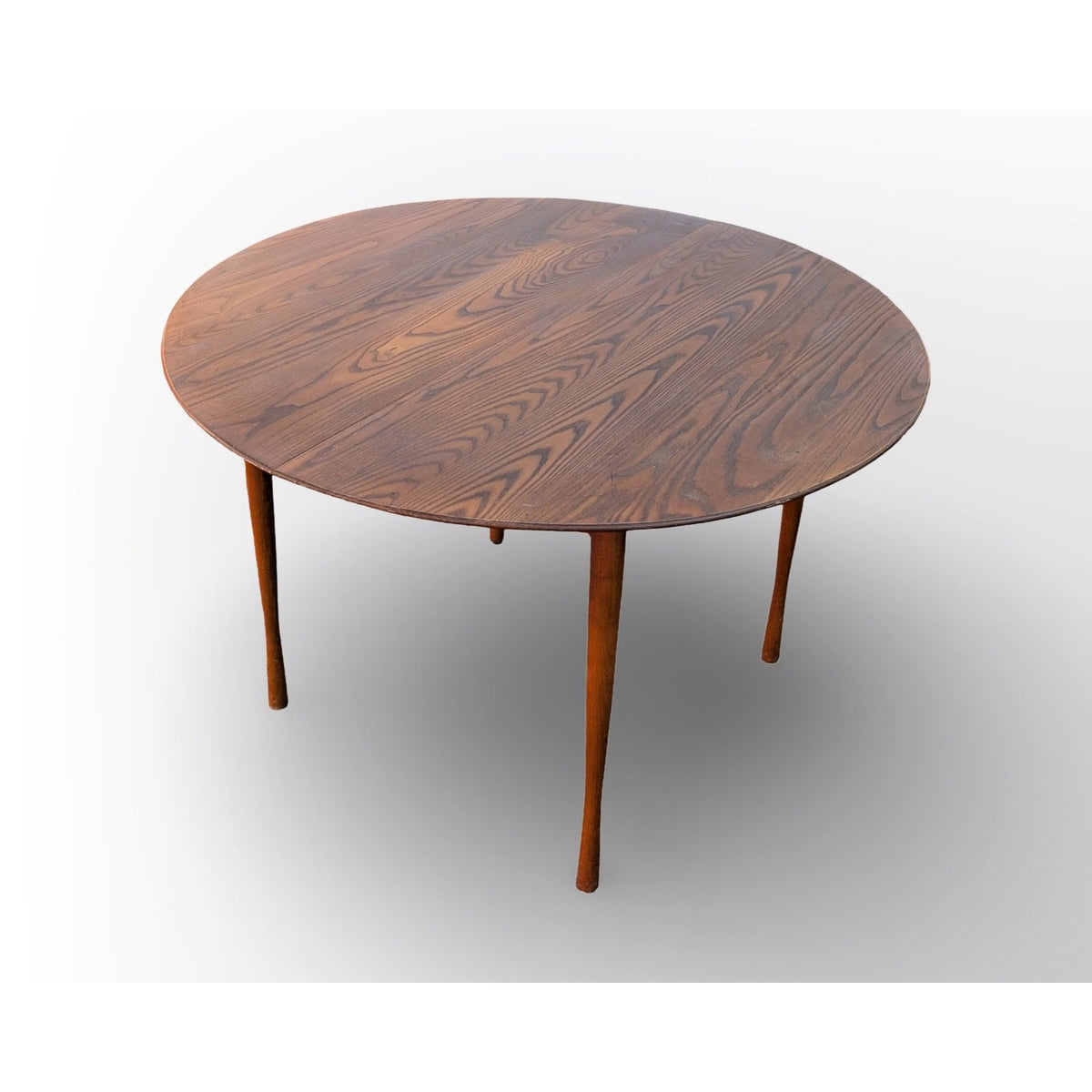Heywood Wakefield round solid oak dining table mid century modern Danish modern style 44.5 inch