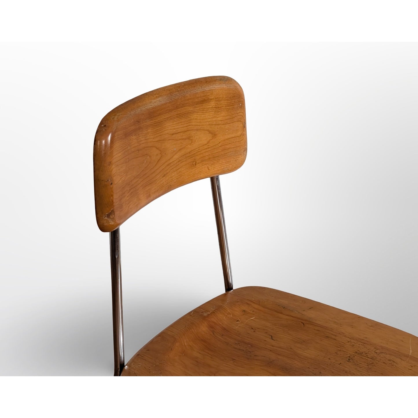Heywood Wakefield thin line maple and chrome chair mid century modern vintage seating