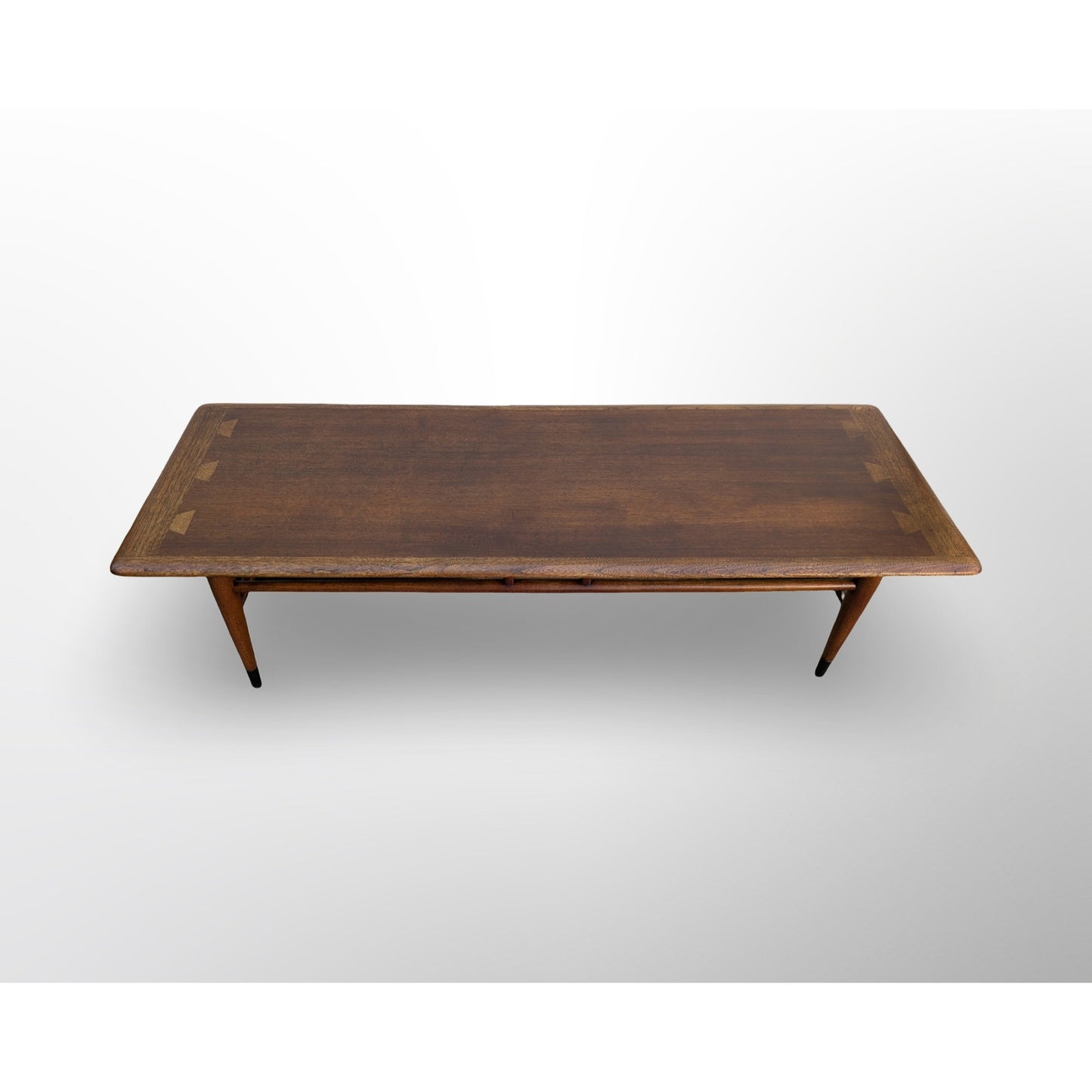 Lane Acclaim walnut coffee table with dovetail inlay mid century modern rectangular cocktail table