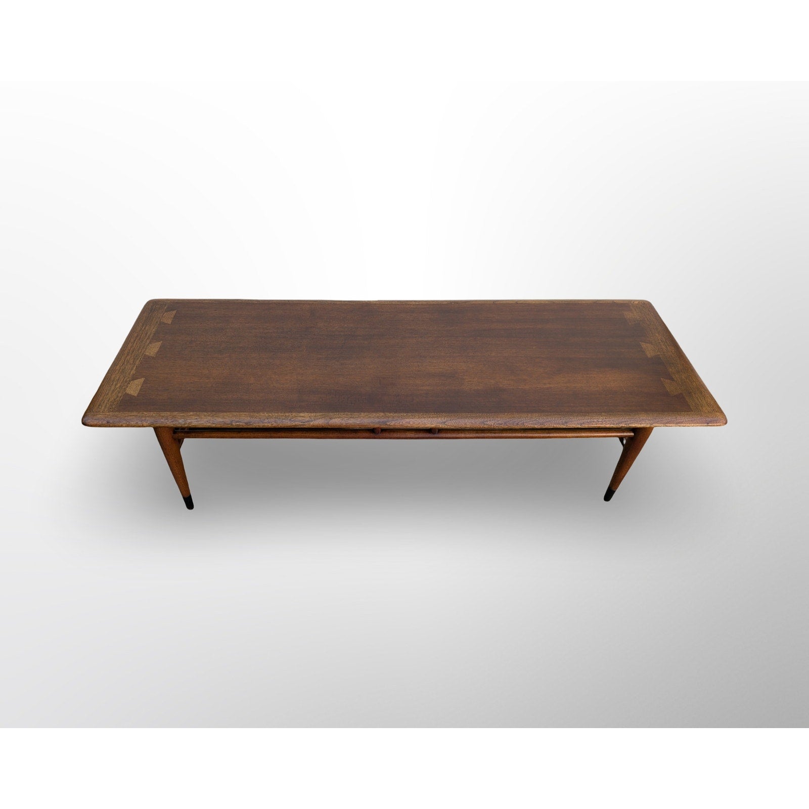 Lane Acclaim walnut coffee table with dovetail inlay mid century modern rectangular cocktail table