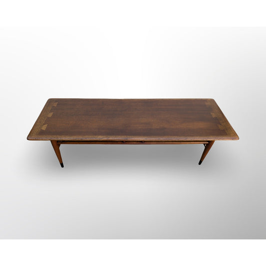 Lane Acclaim walnut coffee table with dovetail inlay mid century modern rectangular cocktail table