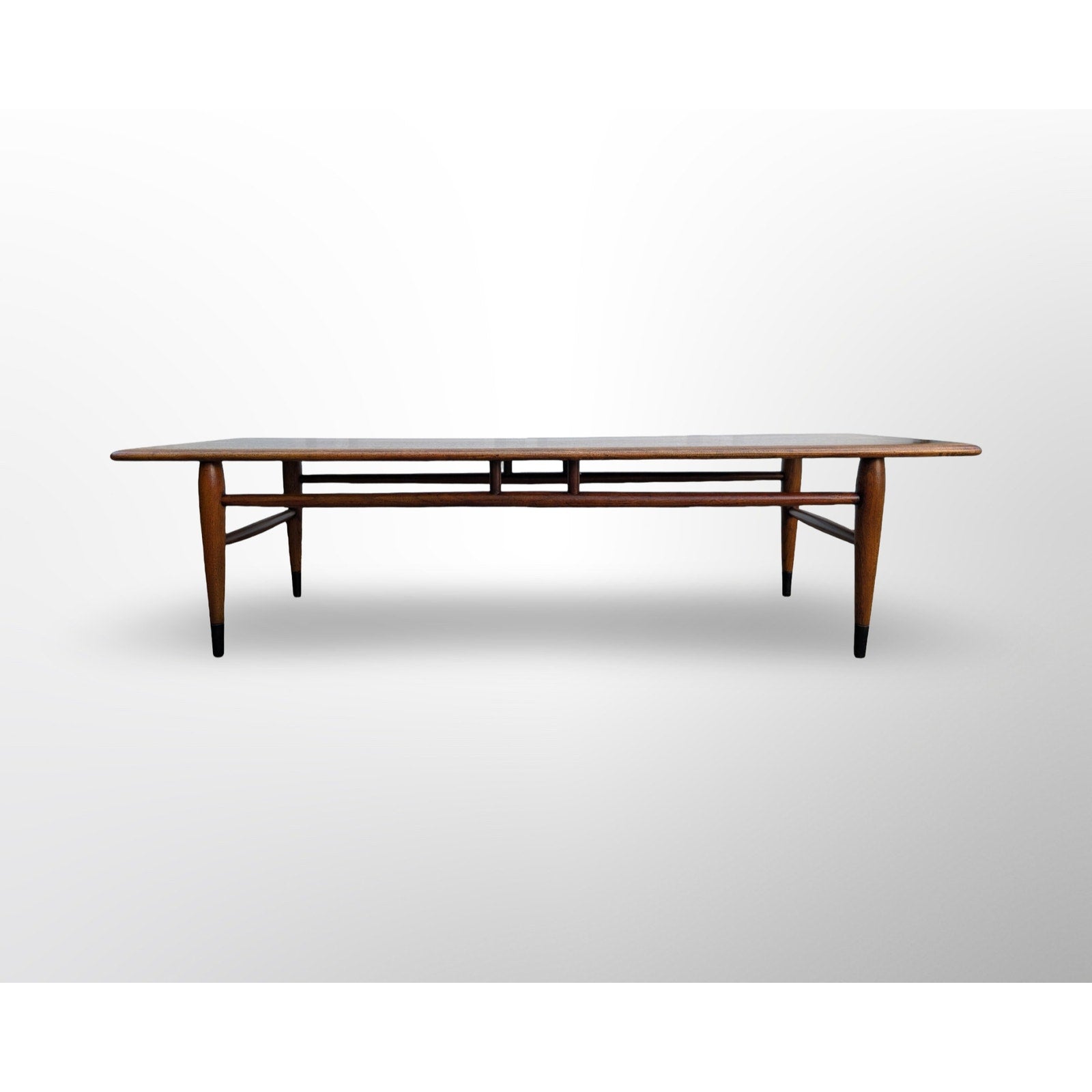 Lane Acclaim walnut coffee table with dovetail inlay mid century modern rectangular cocktail table