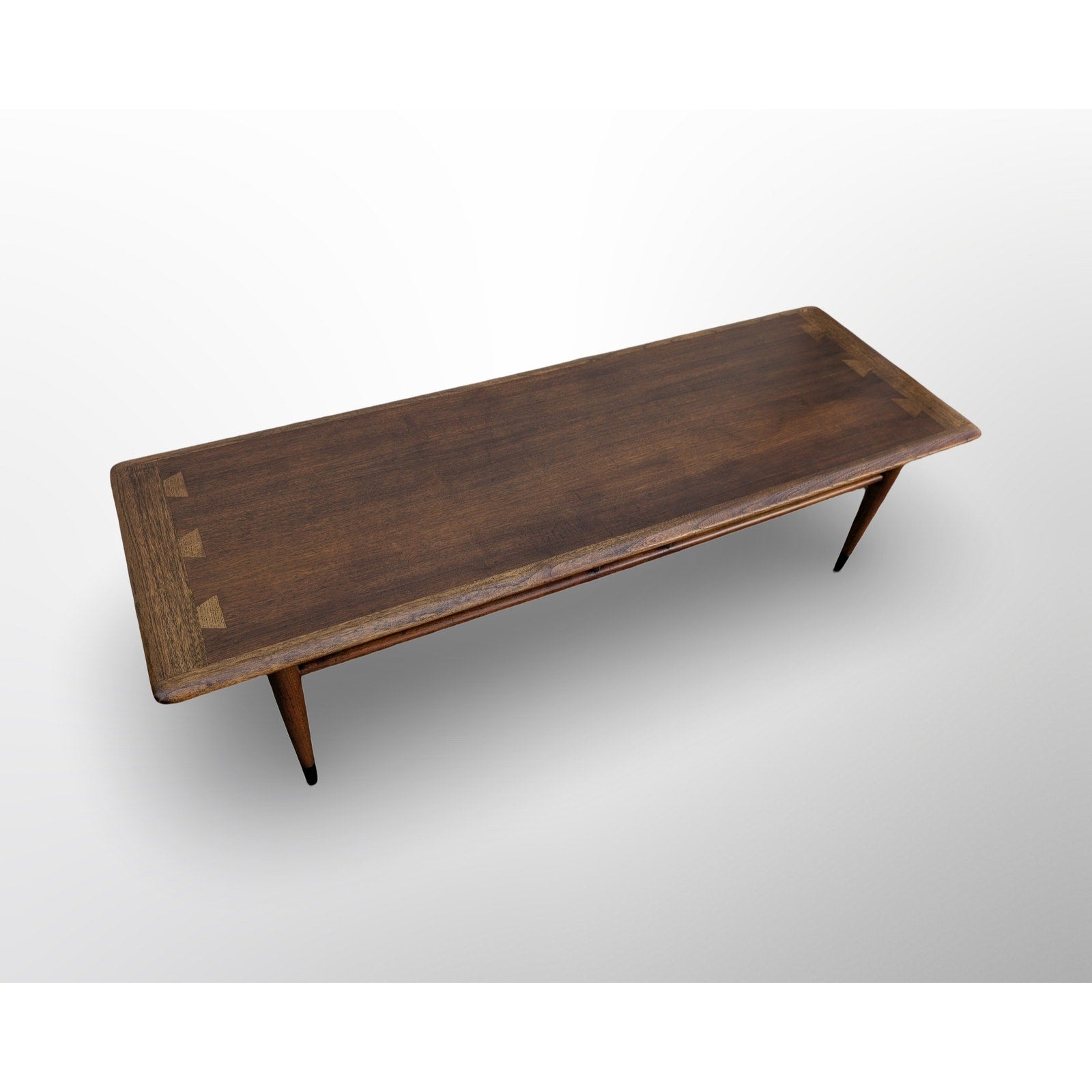 Lane Acclaim walnut coffee table with dovetail inlay mid century modern rectangular cocktail table