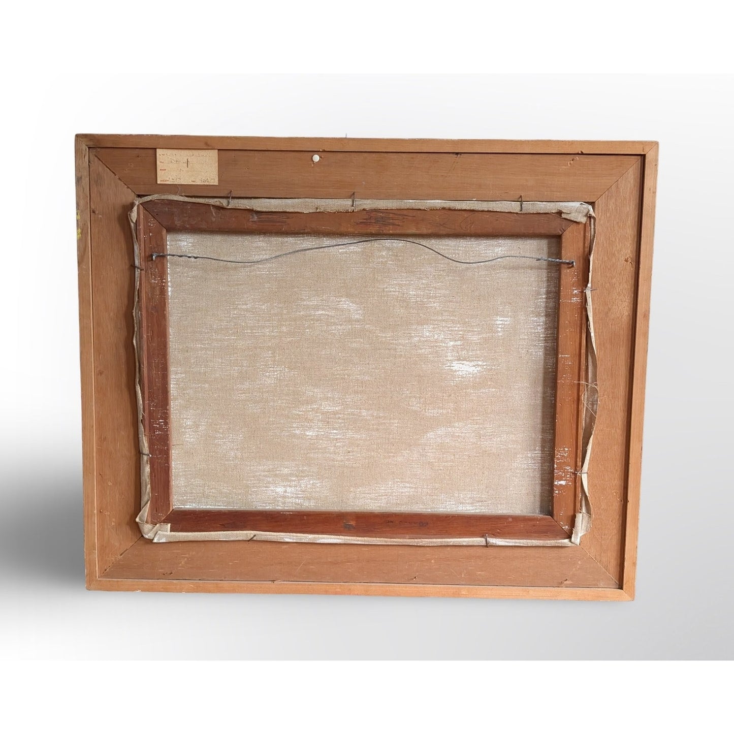 Signed Marc C Schoettle still life oil painting in vintage mid century modern framed wall art