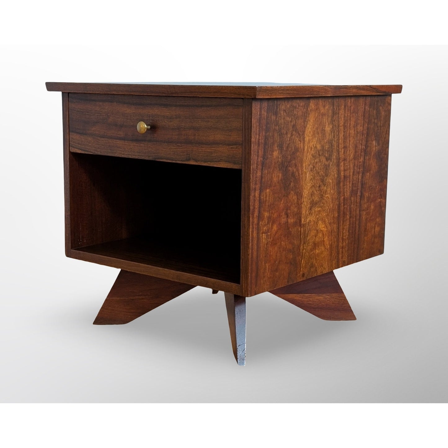 Mid century modern George Nakashima Origins nightstand with drawer and minimalist design