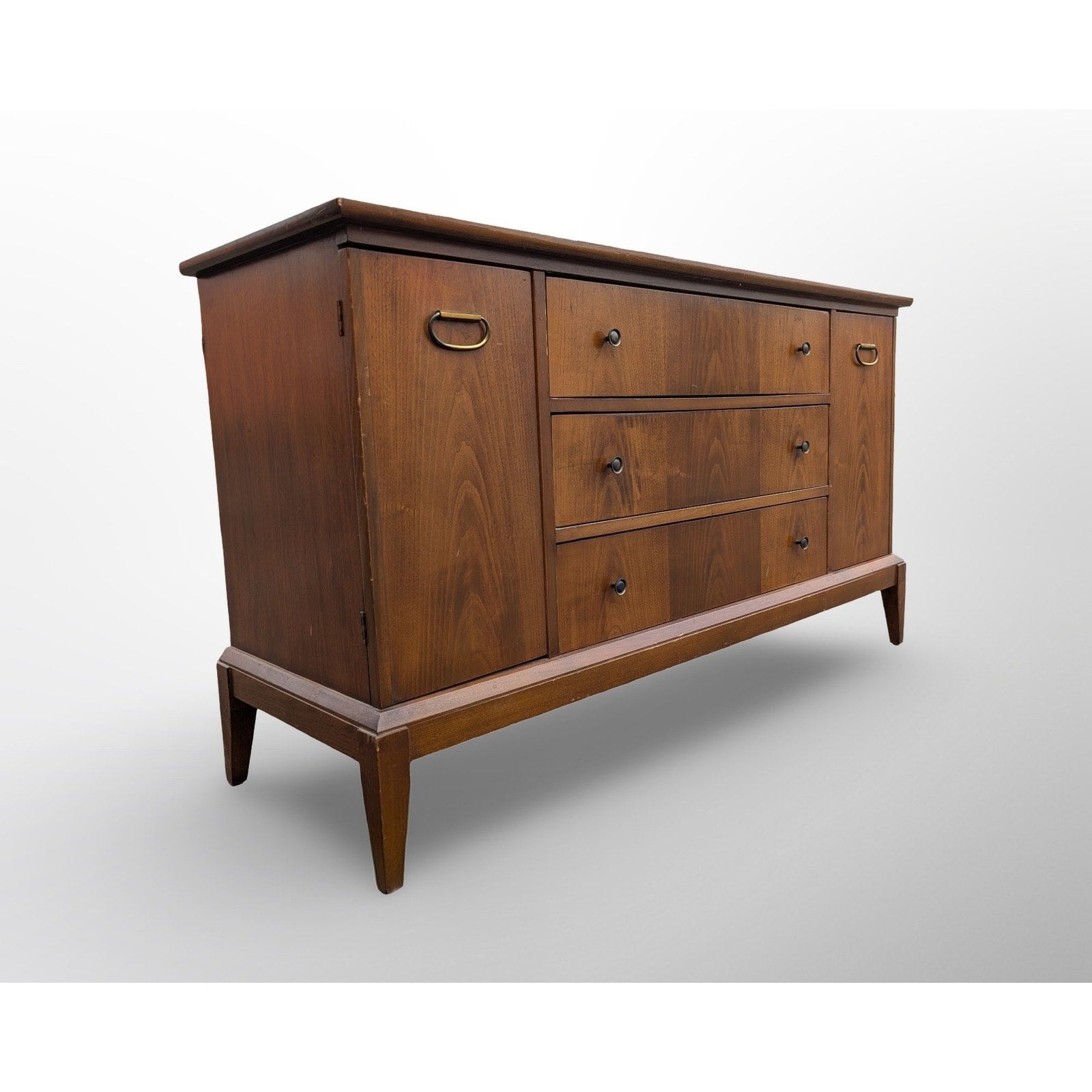 mid century modern credenza dresser Mid Century Modern Walnut Credenza 3 Drawer 2 Door Sideboard 54